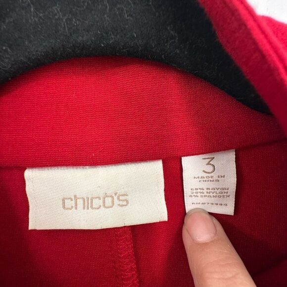 Chico's Women's Ponte Knit Mock Neck Zip-Up Rayon Blend Jacket Red Size 3X - Picture 3 of 9